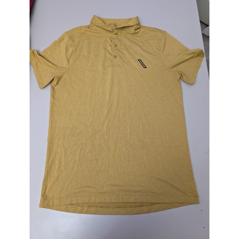 Lululemon Evolution Mens Short Sleeve Polo Shirt Yellow Athletic Golf Size 21x29